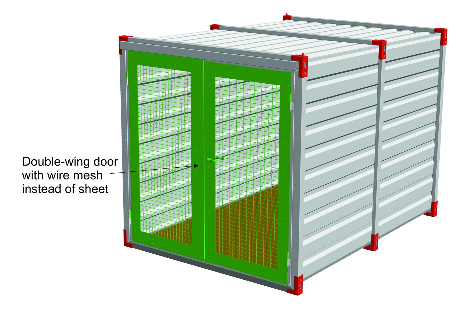 Wire mesh container doors