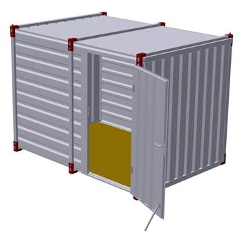 3m Storage Container with Wooden Floor & Single Door on Side