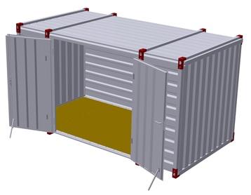 4m Storage Container with Wooden Floor and Double Door on Side