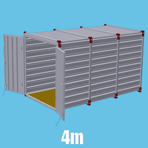 4m Flat pack storage container with double doors