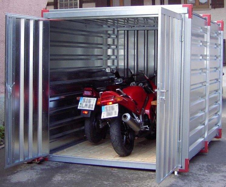 motor bike storage in a dry kovobel container