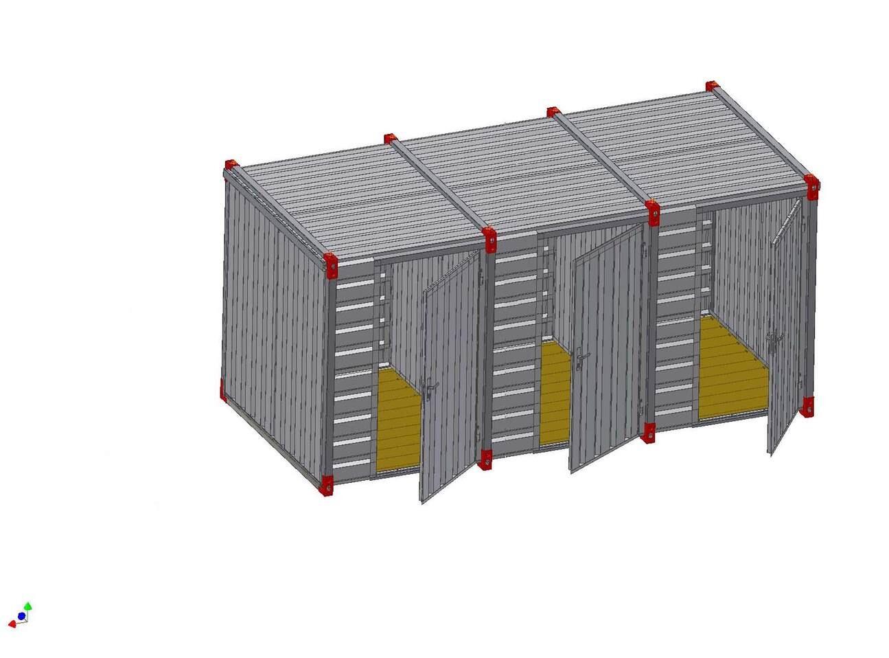 storage container with 3 doors