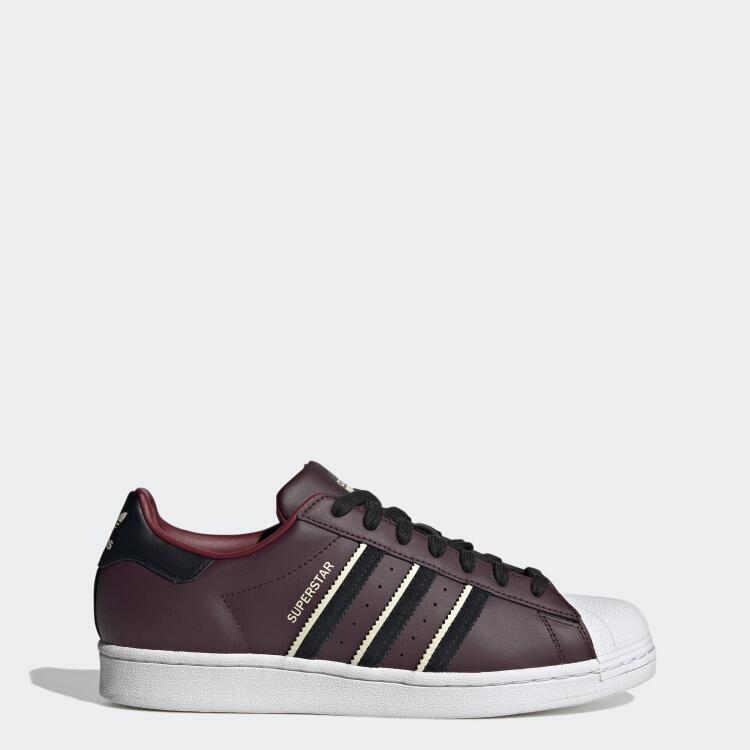 adidas superstar maroon trainer side view