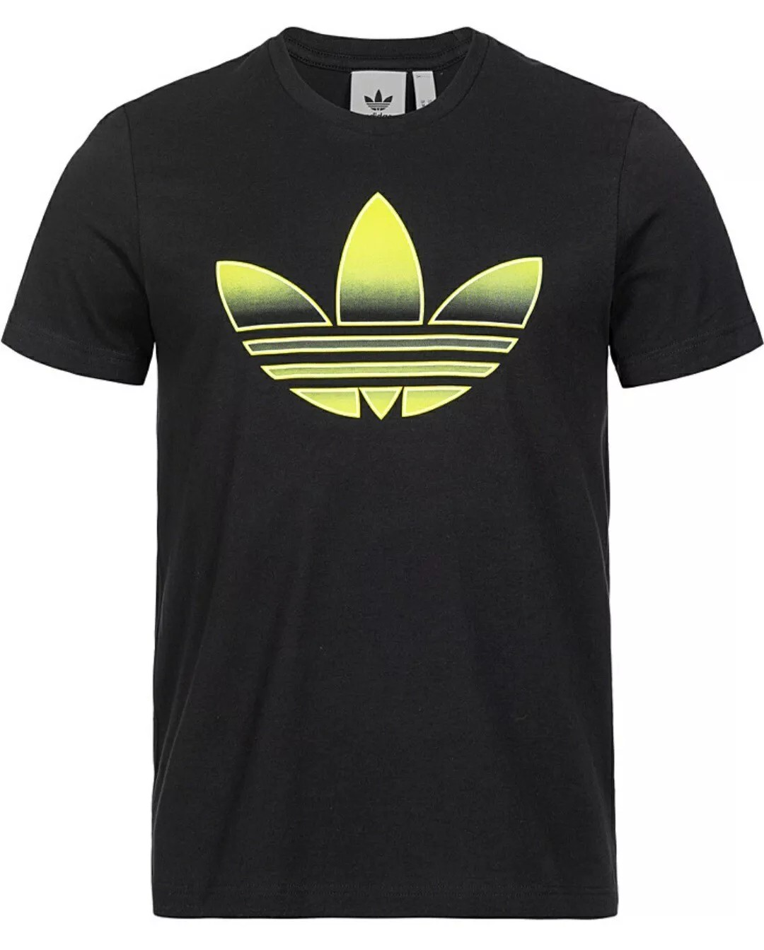 black tshirt with large adidas logo on the chest