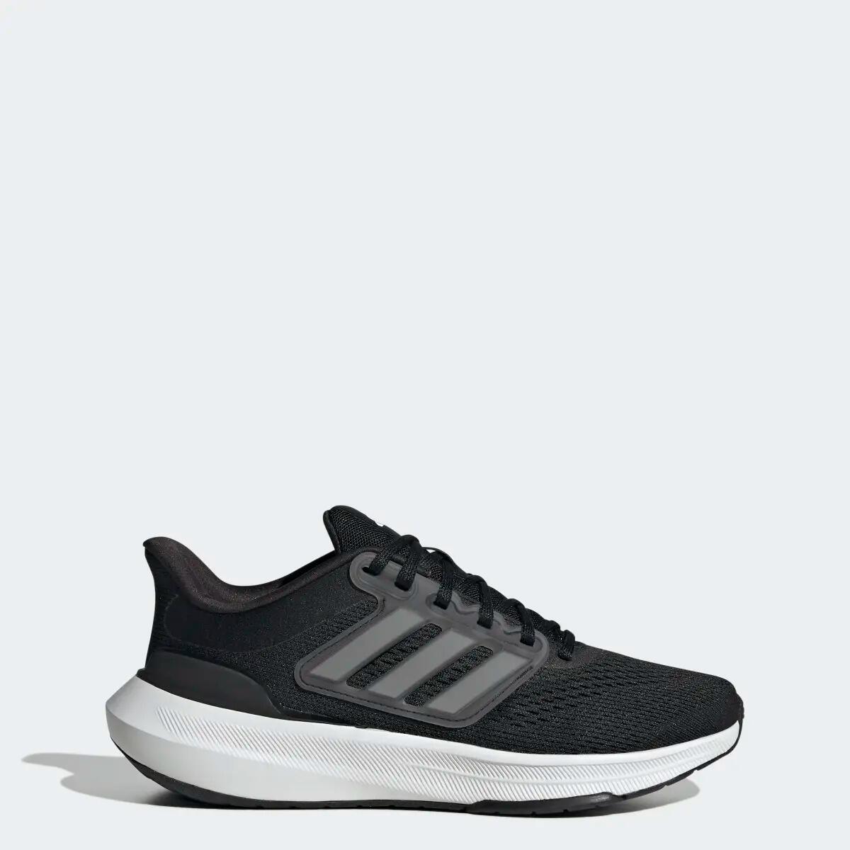 Black adidas running trainer side view