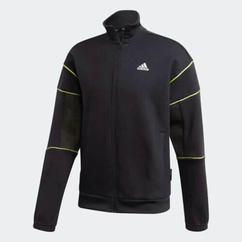 Black and green adidas jacket with logo on the chest