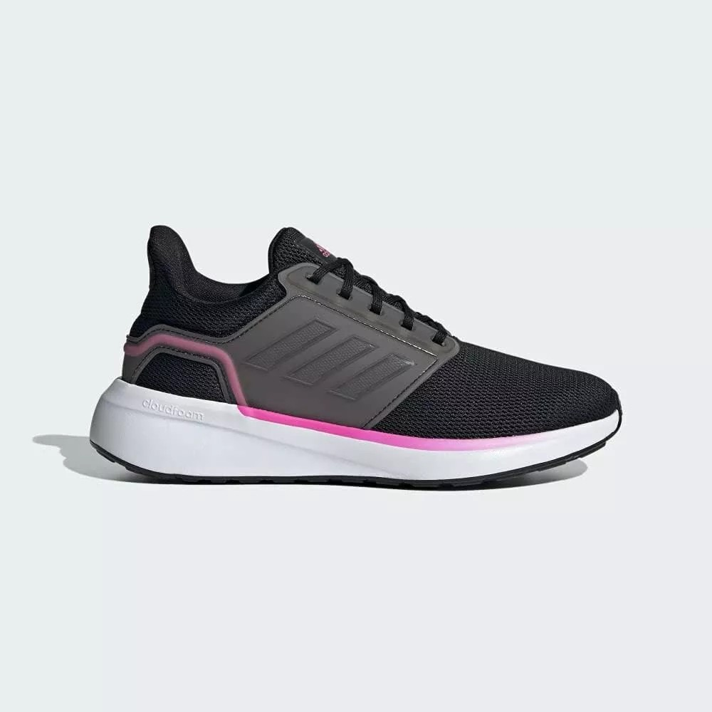 black and pink adidas trainer side view