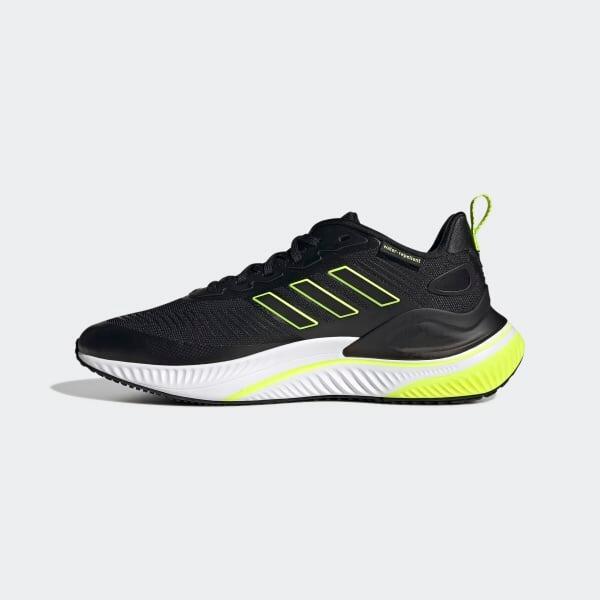 Adidas black and green trainers