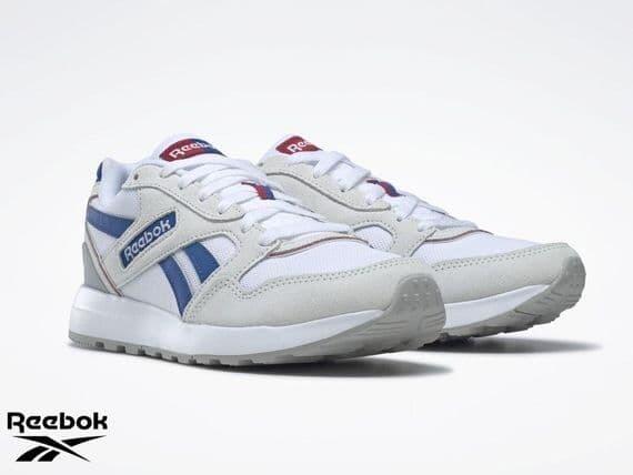 grey reebok trainers front view
