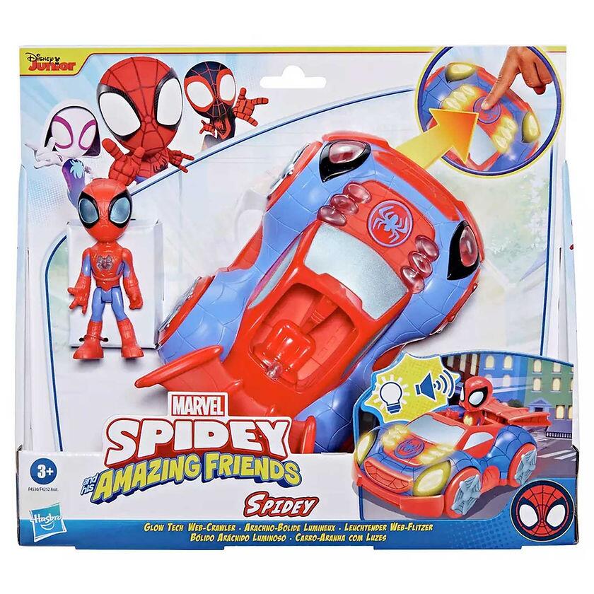 Marvel Spidey and His Amazing Friends Webbed Wheelie Vehicle - Ghost-Spider  Pull Back Vehicle - Features Built-in Super Hero