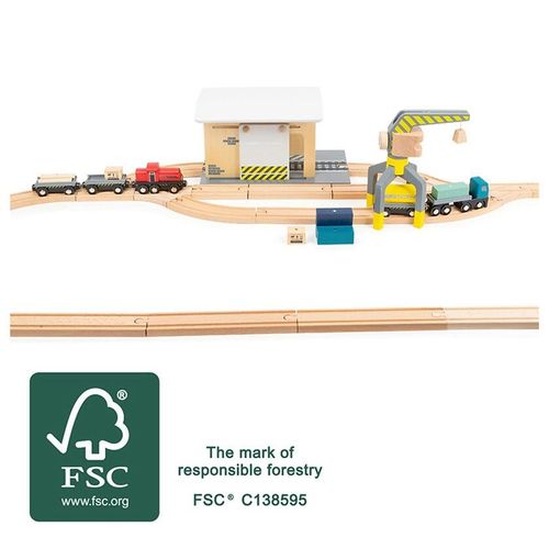 Wooden Train Set - Freight Depot with Accessories