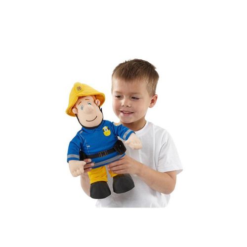 boy holding fireman sam action figure