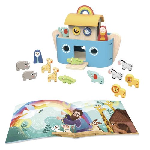 Tooky Toy Wooden Noah's Ark With Story Book