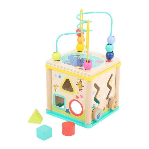 Brightly coloured shapes to sort into the cube