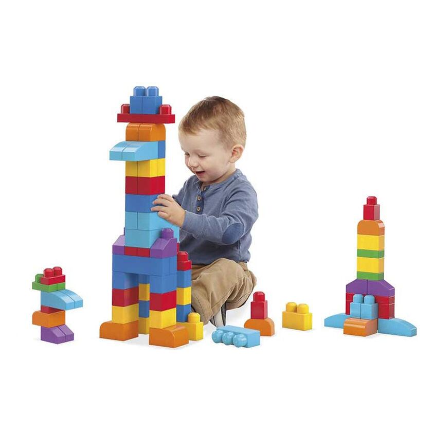 Child Playing With Mega Bloks Building Bag 60pc Blue