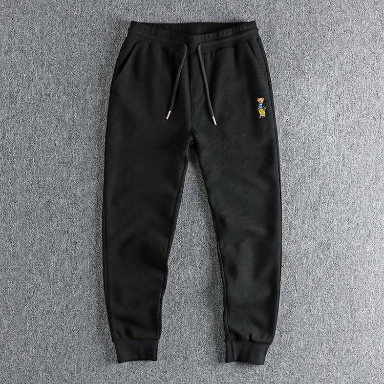 100 Cotton Waffle Knit Men s Sweatpants Elastic Waist with Drawstring Sport Casual Trousers 217