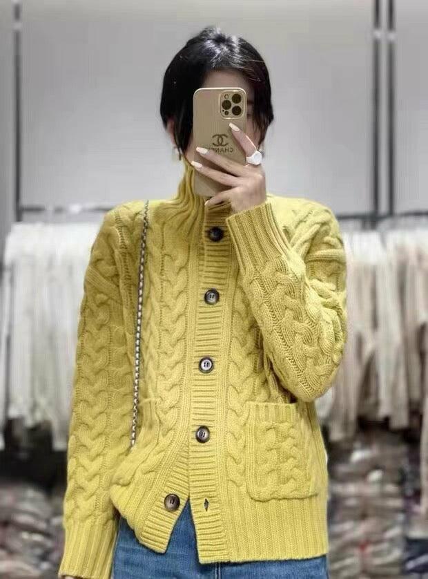 100%Wool Women's Cable Knit Cardigan/Sweater