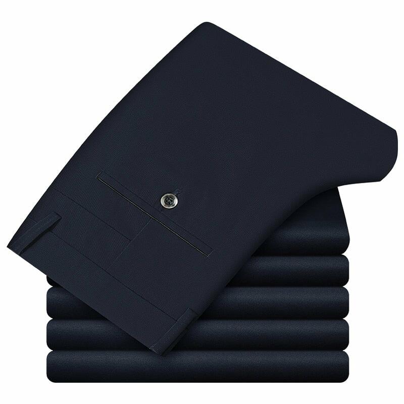 98% Cotton Casual Men's Trousers Classic Style Straight Loose High Waist Elastic