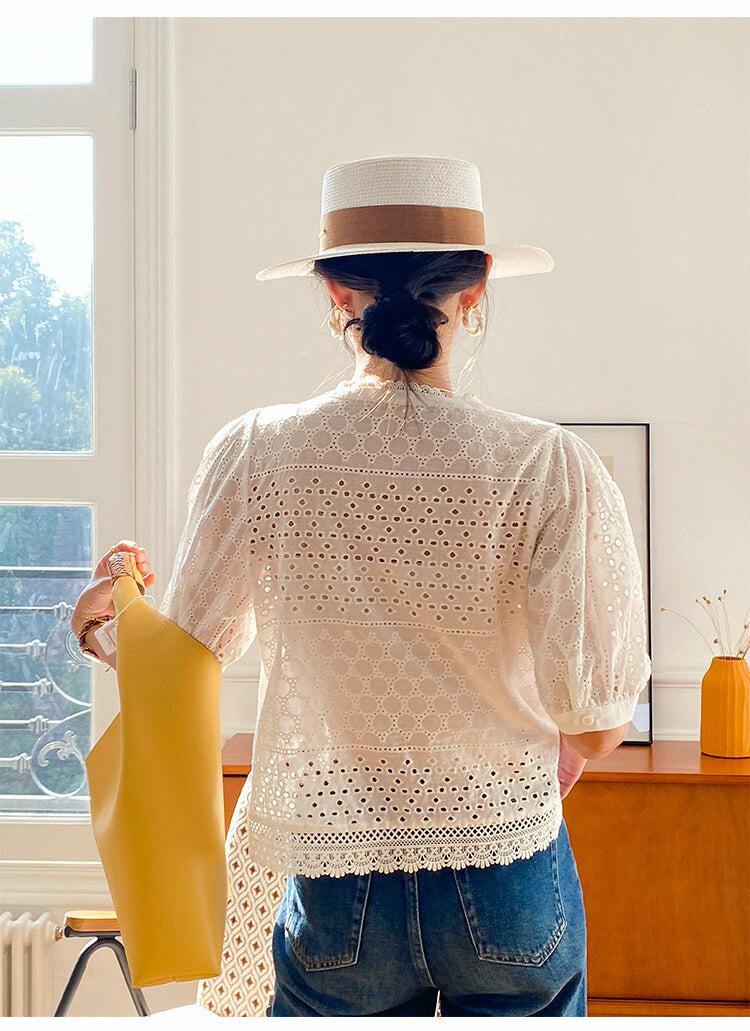 100%Cotton Lace Women's Blouse/Shirt/Top