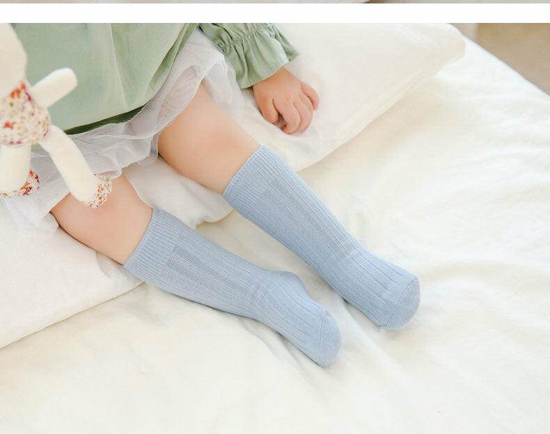 95%Cotton 5%Spandex Baby Knee-High Socks, 0-3 Years Old Children