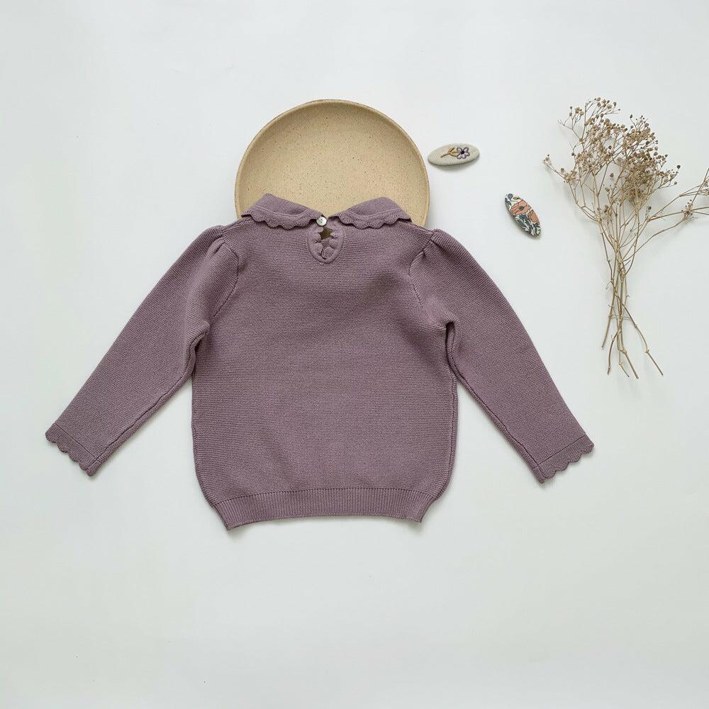 100%Cotton Knitted Jumper for Kids, with Peter Pan Collar
