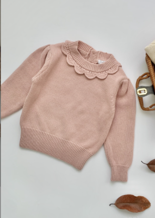 100%Cotton Knitted Jumper for Kids, with Peter Pan Collar