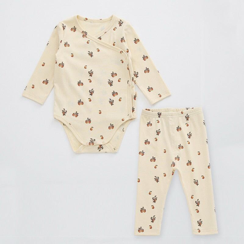 0-24 Months New-born Kid Baby Boy Girl Unisex Clothes Long Sleeve Bodysuit Romper Print 2Pcs Clothing Set
