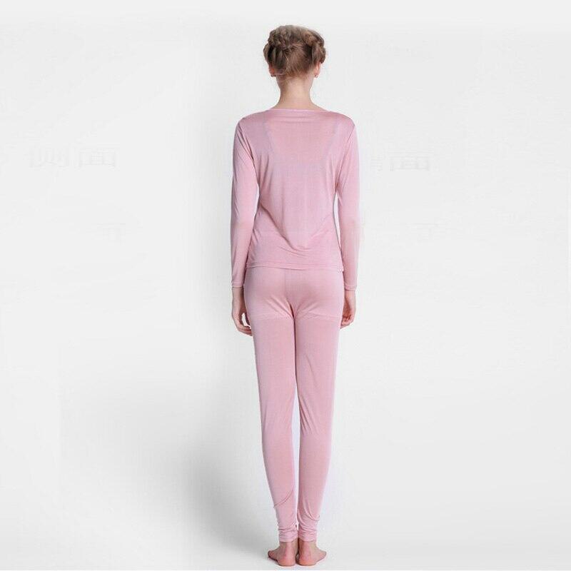 100% Mulberry Silk Women Top and Long Janes Suit Long Sleeve Round Neck Underwear Pyjamas