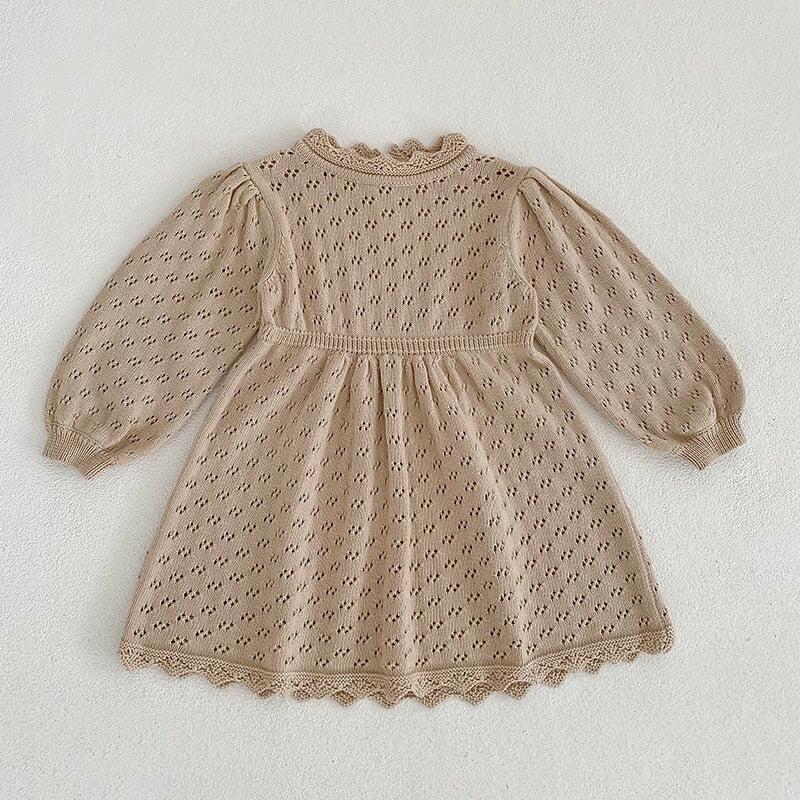100% Cotton New Born Baby Girls Infant Kids Long Sleeve Lace Knit Suit Rompers Dress Tops Jumpsuit Rompers