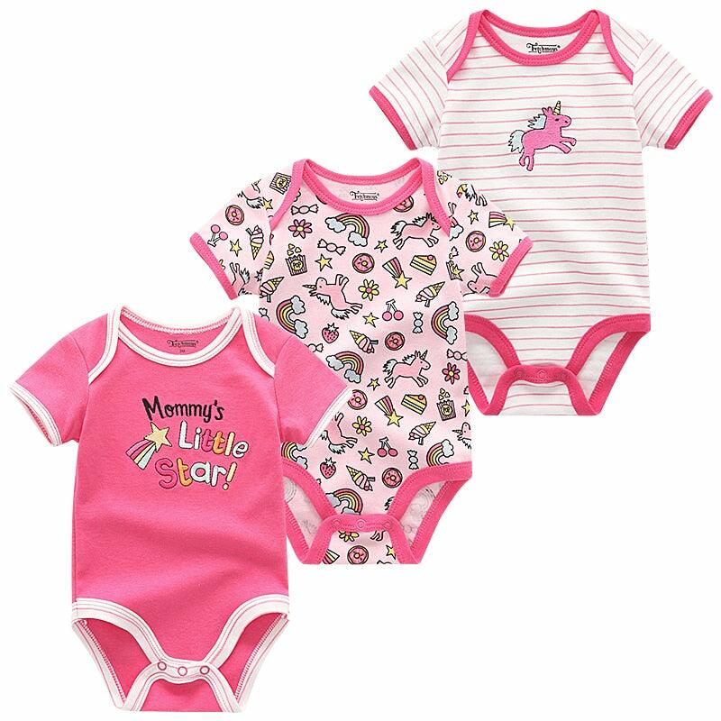 100% Cotton Baby Bodysuit Short, for New Born Babies Infants Boys Girls, Jumpsuits 3 PCS/Lot
