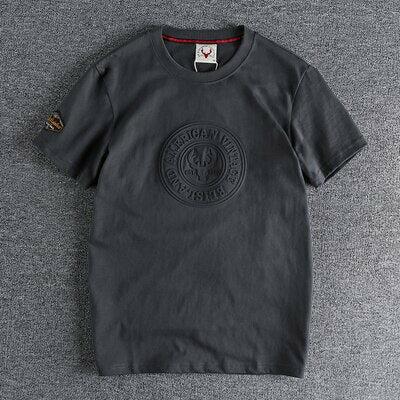 100% Cotton Printed 3D Letter Men's T-shirt Retro Washed  Short Sleeve Round Neck Casual Tops