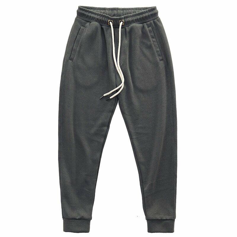 95% Cotton Knitted Terry Casual Sweatpants Men's Trousers Drawstring Leggings