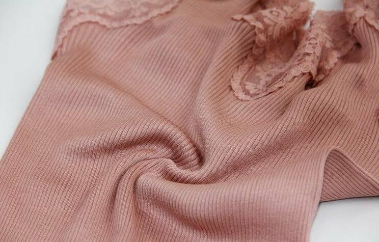 70% Silk 30% Cotton Knit Lace Camisole Top Vest Sleepwear Spaghetti Strap
