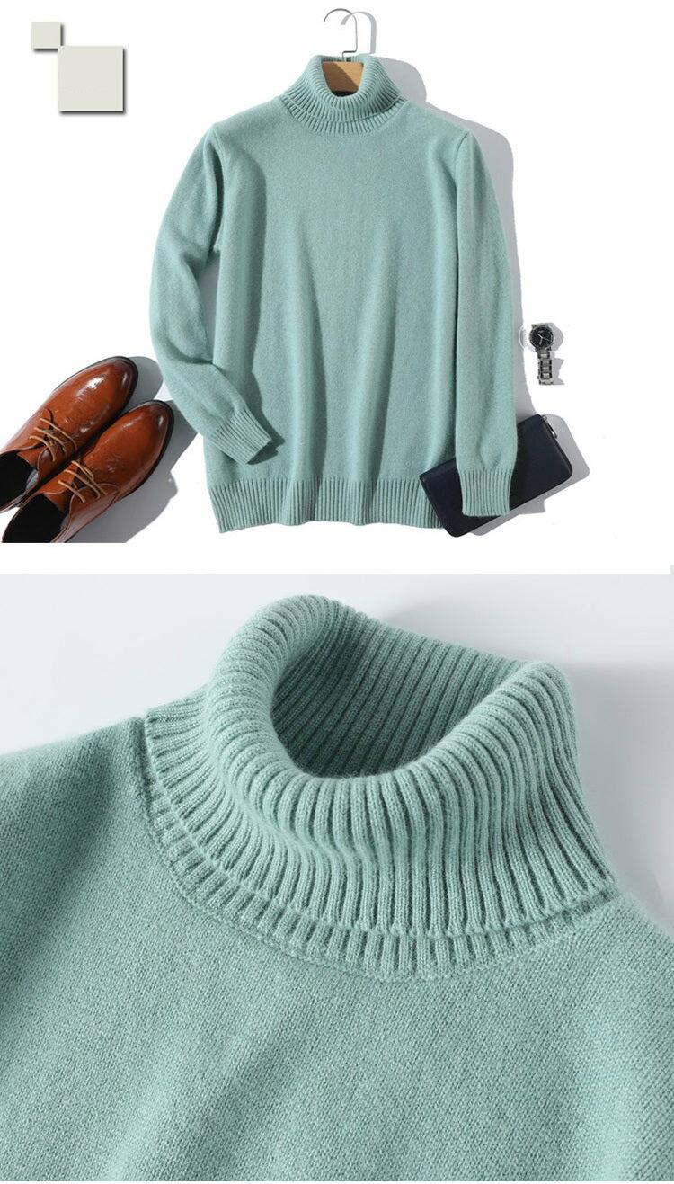 100% Wool Turtleneck Men's Sweater Knitwear Pullover Jumper