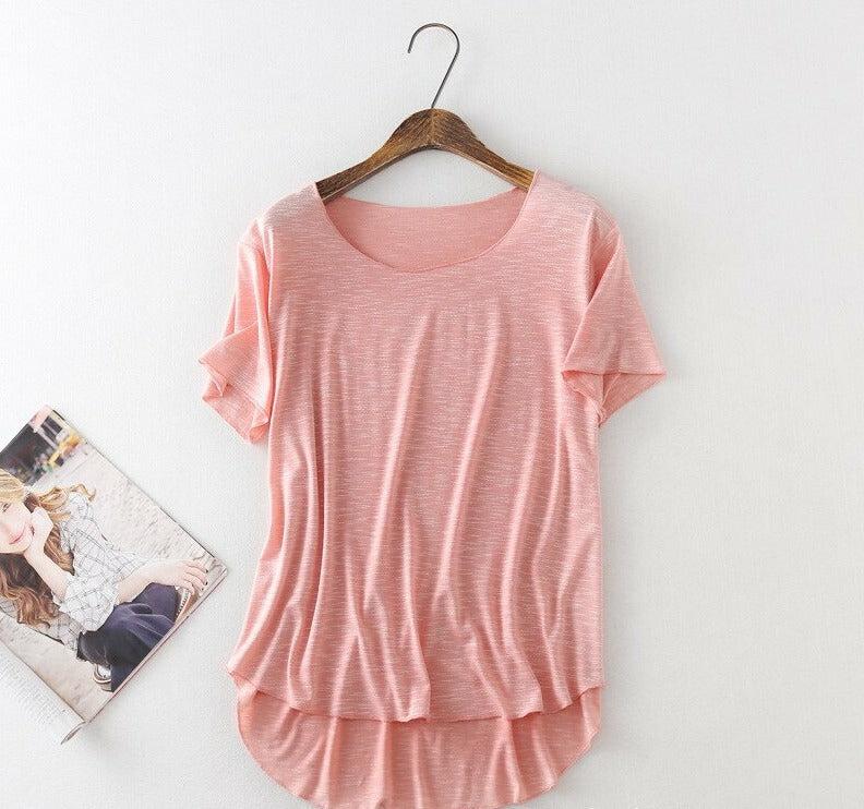 100% Bamboo Fibre T-Shirt Women's Tops Short Sleeves Casual Tee Shirt