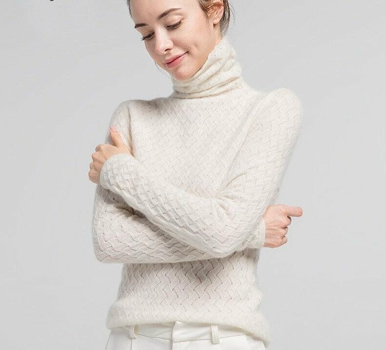 100% Cashmere Women's Pullover Sweater Turtleneck Top Knitwear