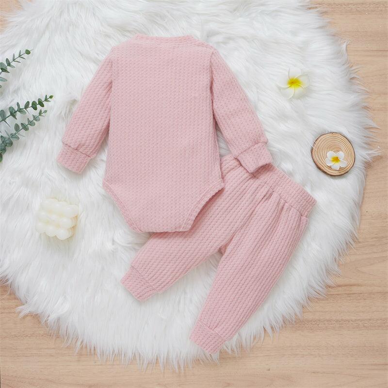 100% Cotton Knitted Suit New-born Baby Toddler Girl Boy Romper Tops and Pants Set Long Sleeve 2Pcs