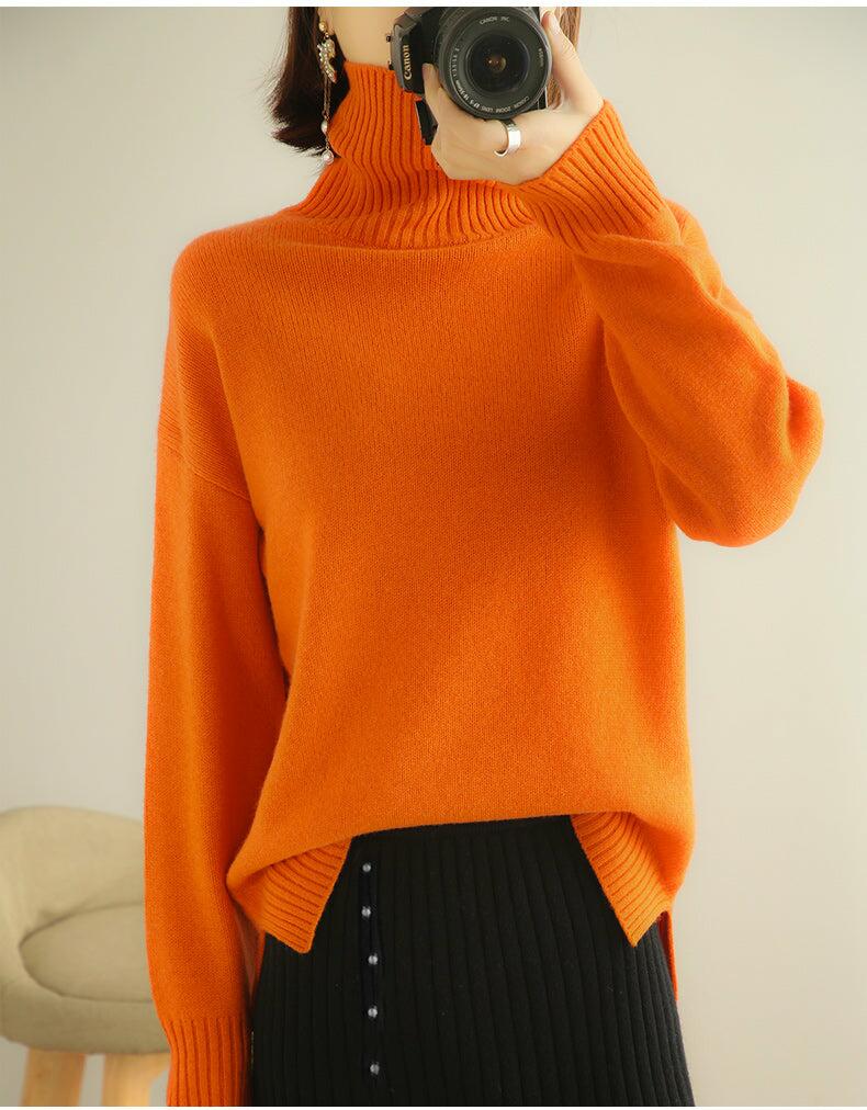 100% Pure Wool Ladies Sweater Pullover Turtle Neck  Roll Neck Top Blouse