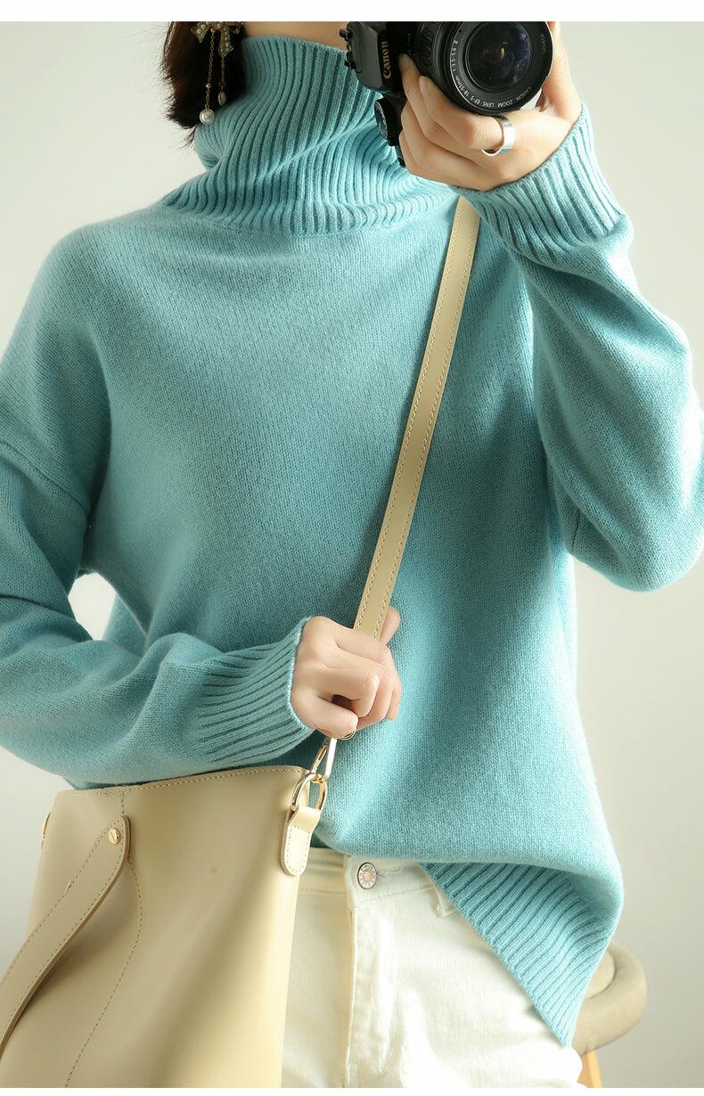 100% Pure Wool Ladies Sweater Pullover Turtle Neck  Roll Neck Top Blouse