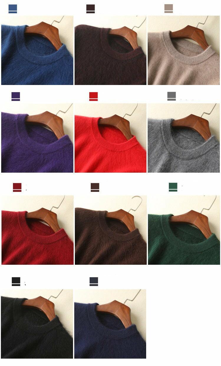 100% Pure Wool Sweaters Crew Neck Pullovers Long Sleeve High Quality Tops Jumpers