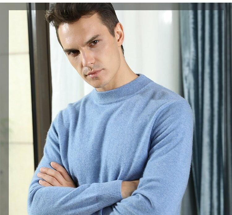 100% Goat Cashmere Men's Sweater Pullover Knitted Jumpers Pashmina Knitwear
