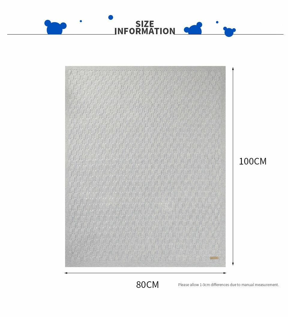 100% Cotton New Born Knitted Baby Blanket Infant Boys Girls Stroller Swaddle Wrap Toddler Kids Bedding Size100x80cm