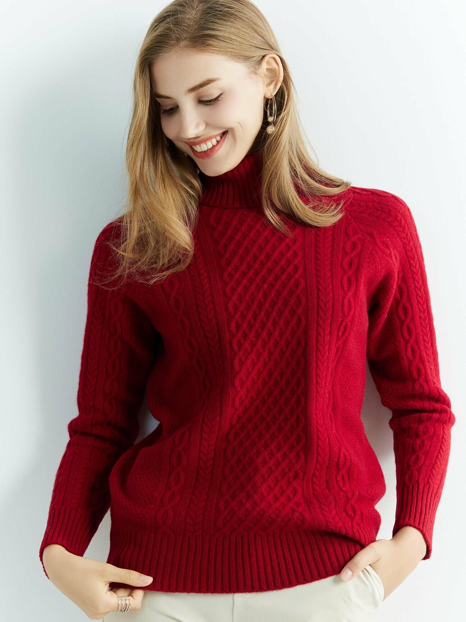 100% Merino Wool Knitted Top Women Turtleneck Sweater Long Sleeve Pullover Jumper