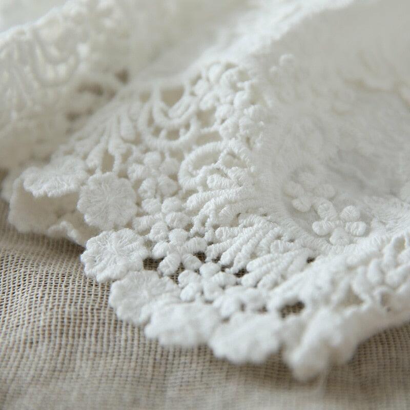 100% Cotton Ladies Floral Embroidery Lace Shirt Blouse Victorian Edwardian Style