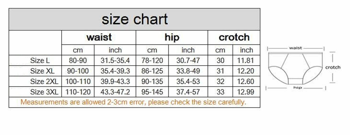 Size Table 100% Mulberry Silk Men's Trunks Boxers Underpants Underwear 4 Pack/Set