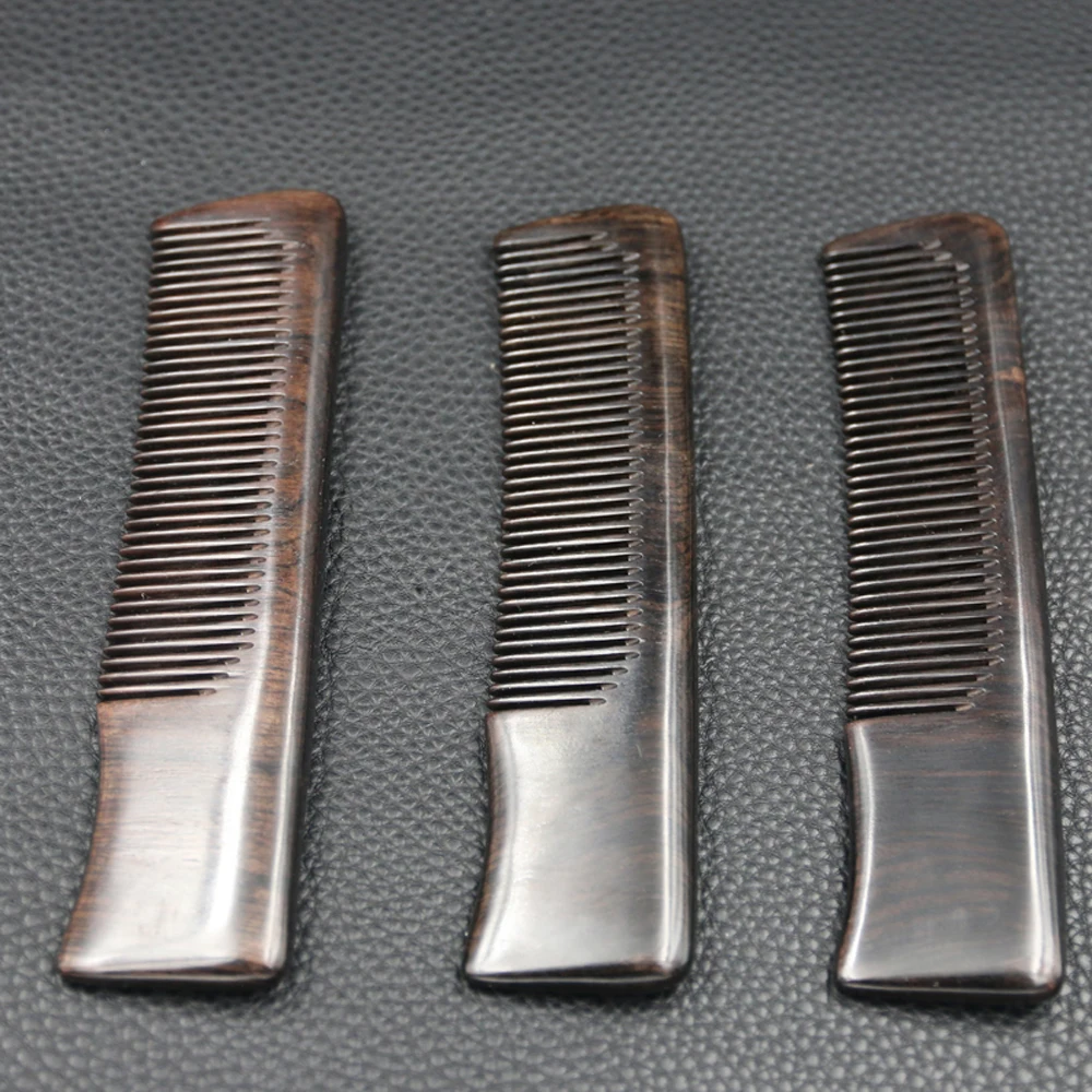 Black Sandalwood Beard Moustache Pocket Comb -  Portable Travel Beard Combs With Leather Case