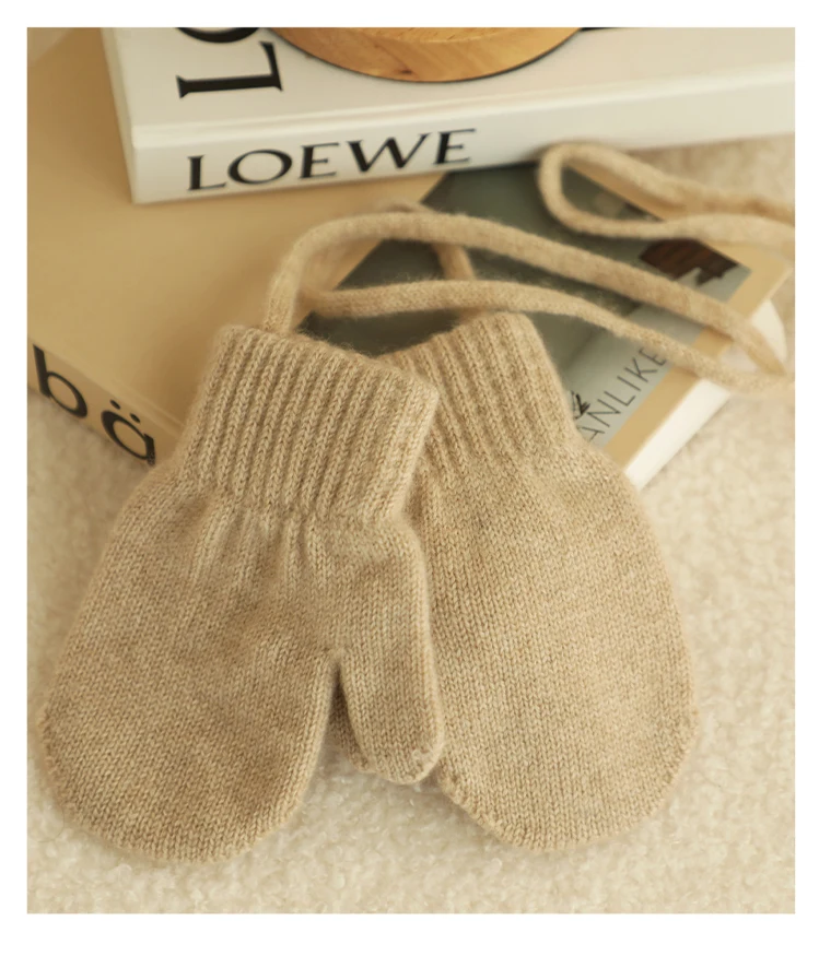 100% Baby Cashmere Knitted Mittens for Children, 2-6 Years Old Boy or Girl, Kids Gloves
