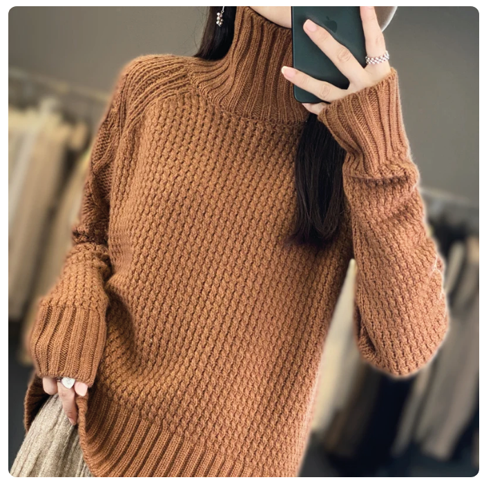100% Cashmere Wool High Neck Women's Sweater, Pullover, Knitwear
