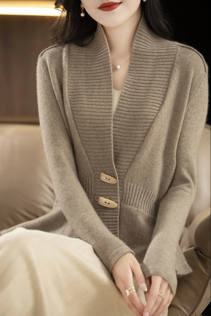 100% Wool Women's Cardigan,  Slim Waist