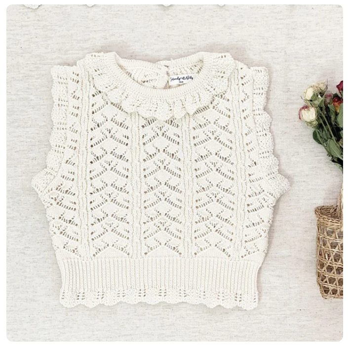 100% Cotton Lace Knit T-Shirt/Top, Jumper, Short Sleeved,  for Toddlers, Children